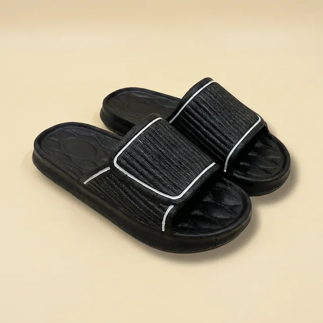 Sandal selop hitam list putih