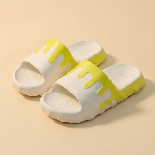 Sandal anak motif drip kuning